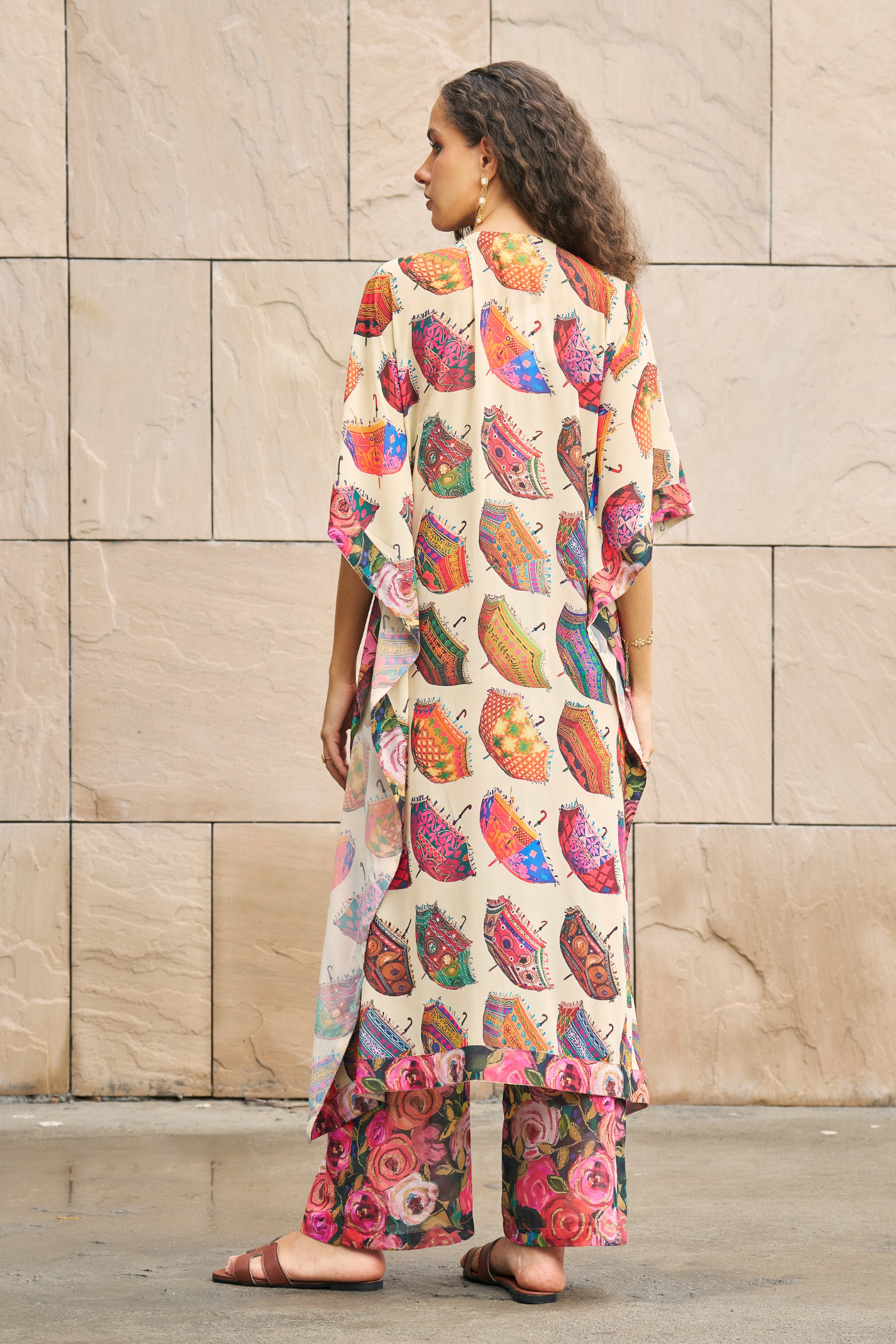 Umbrella Printed Kaftan With Pants