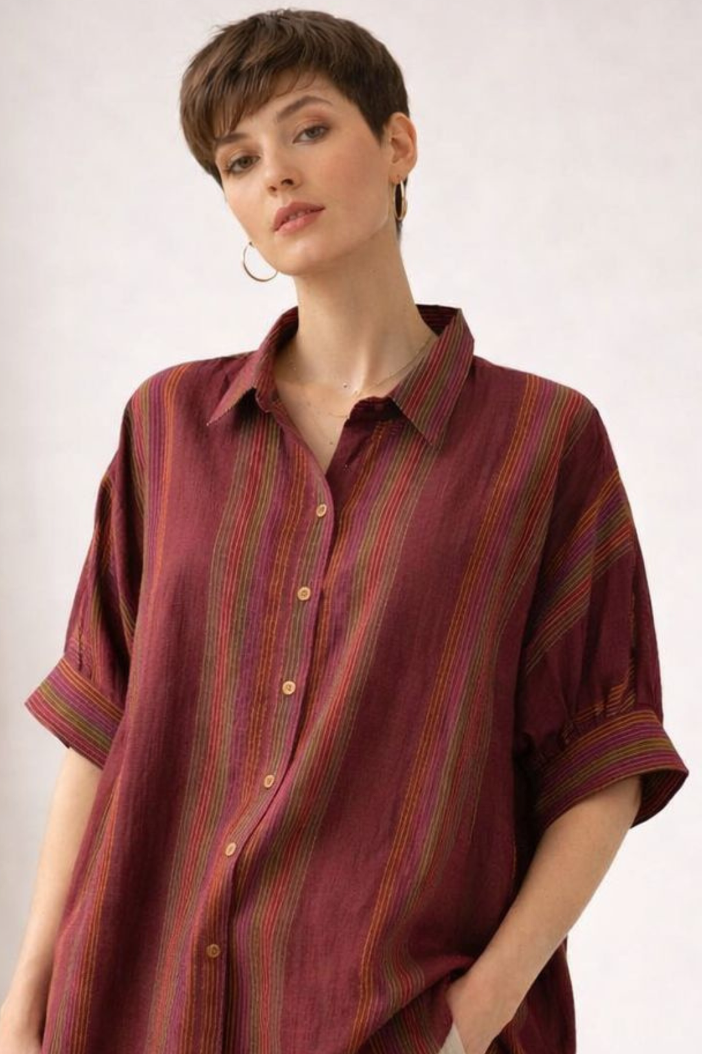 Rust Stripe Relaxed Shirt