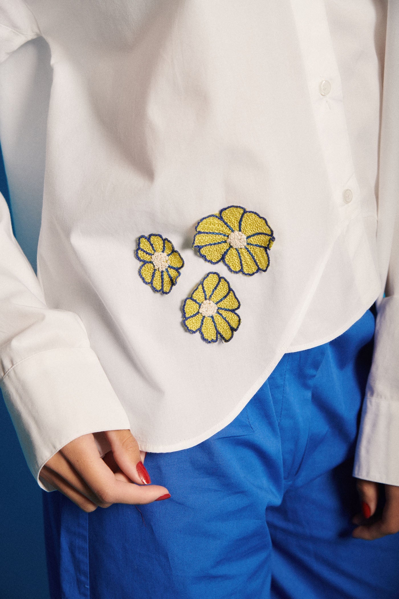 Flower Embroidered Poplin Shirt Cargo Set