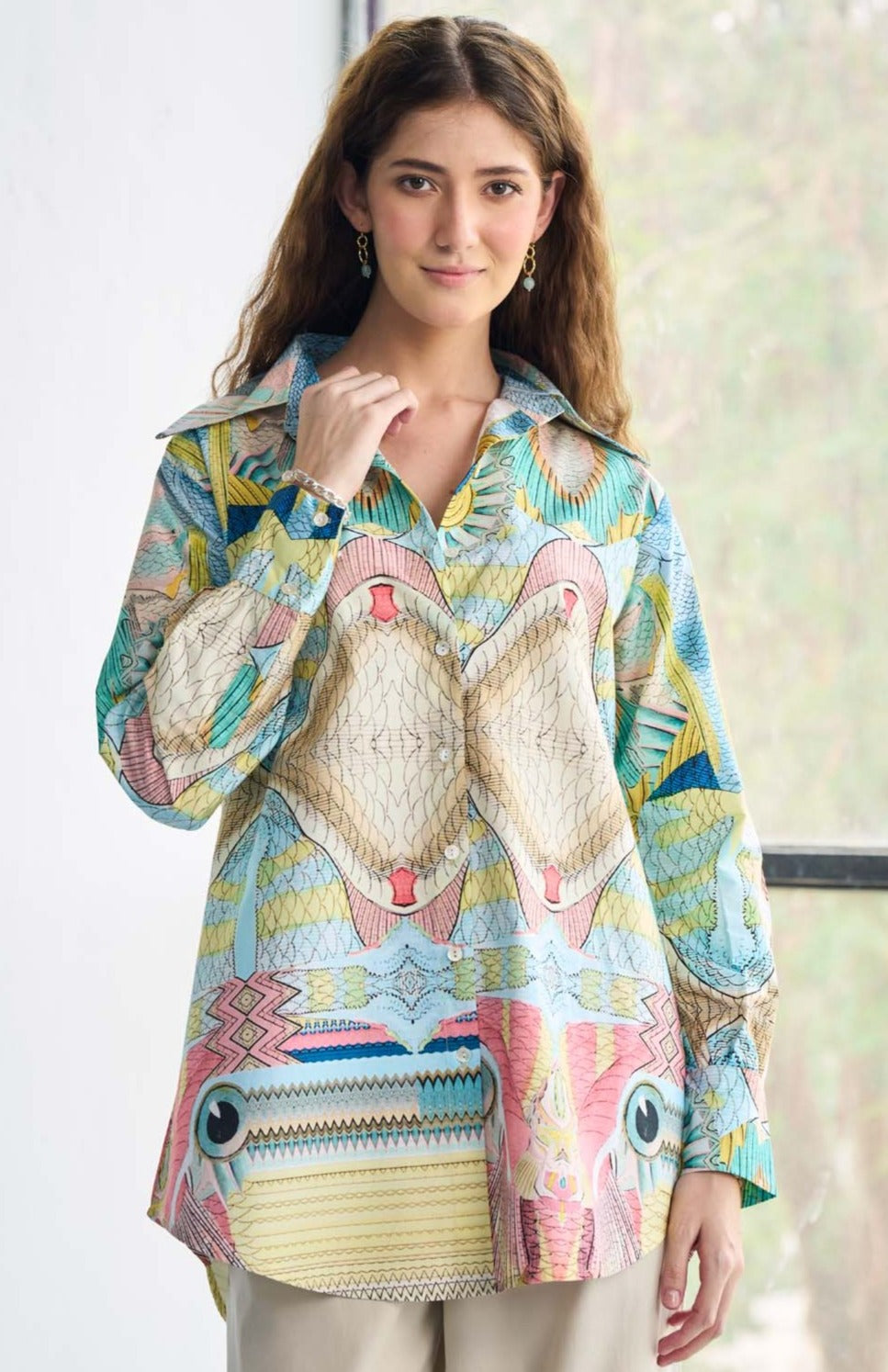 Multicolor Poplin printed Shirt