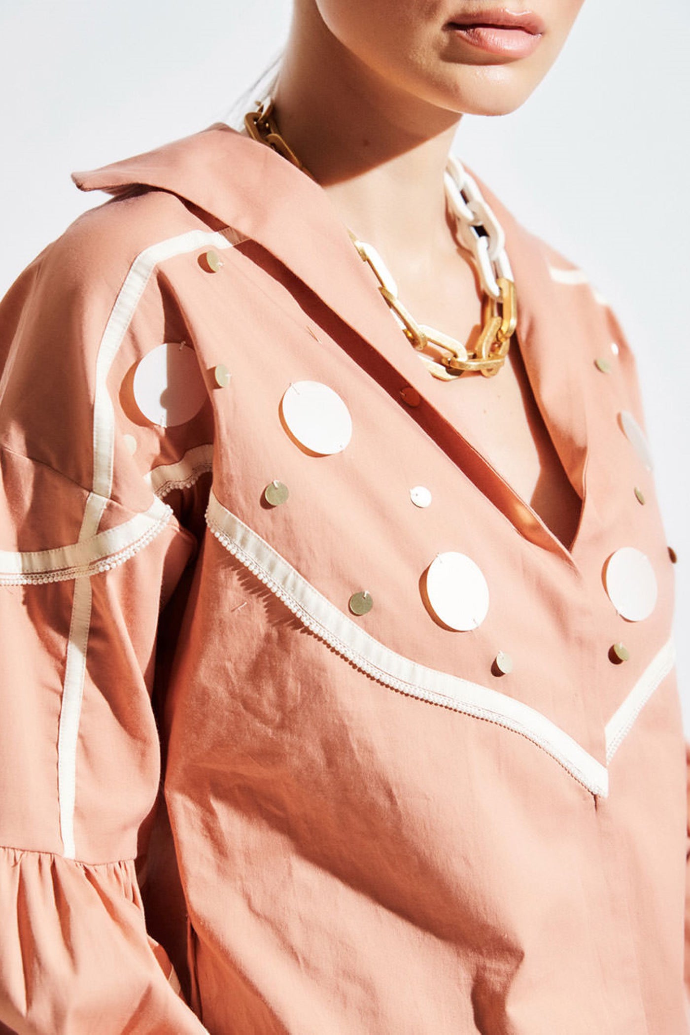 dusty pink embroided shirt