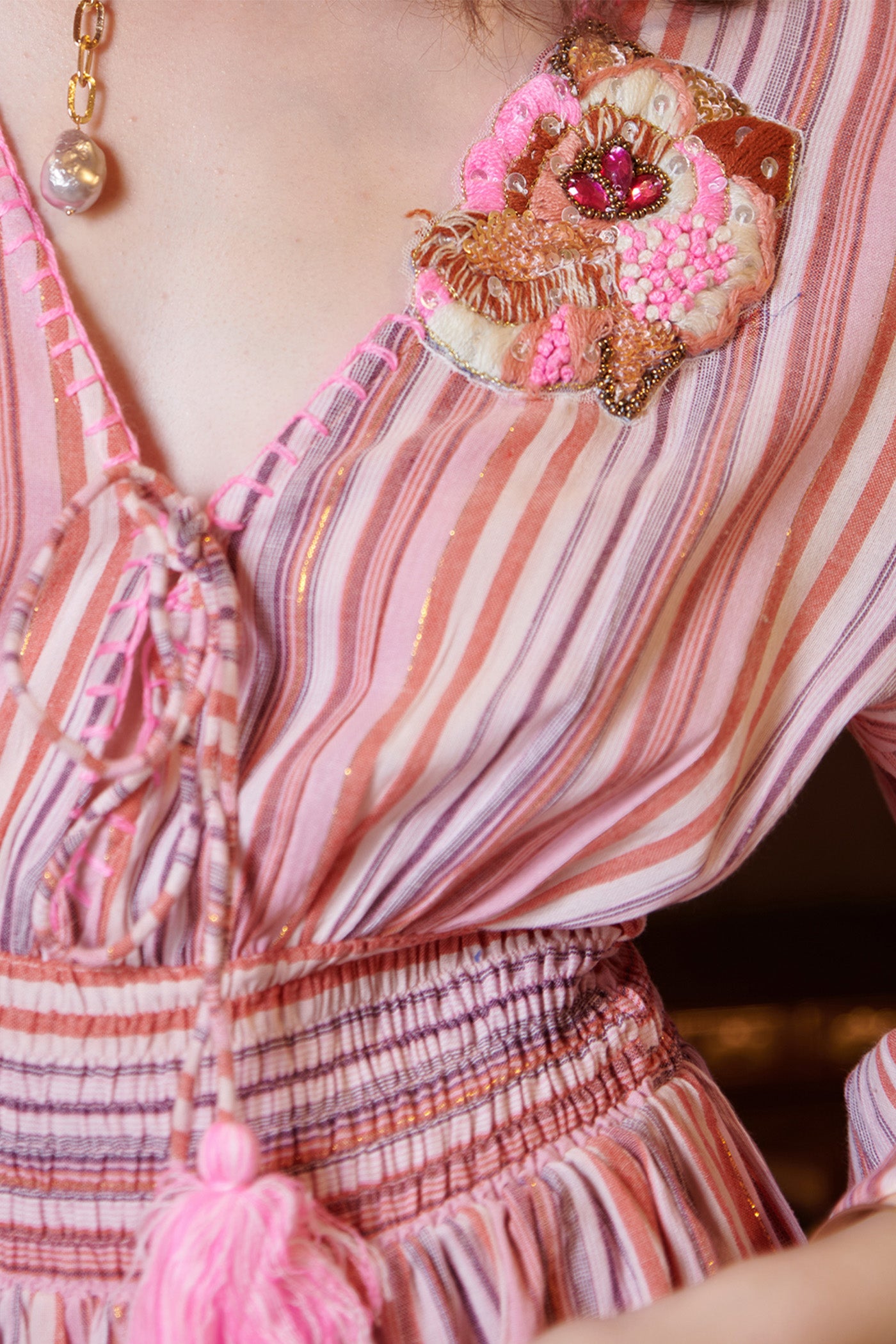 Pink Stripe Mini Skater Dress