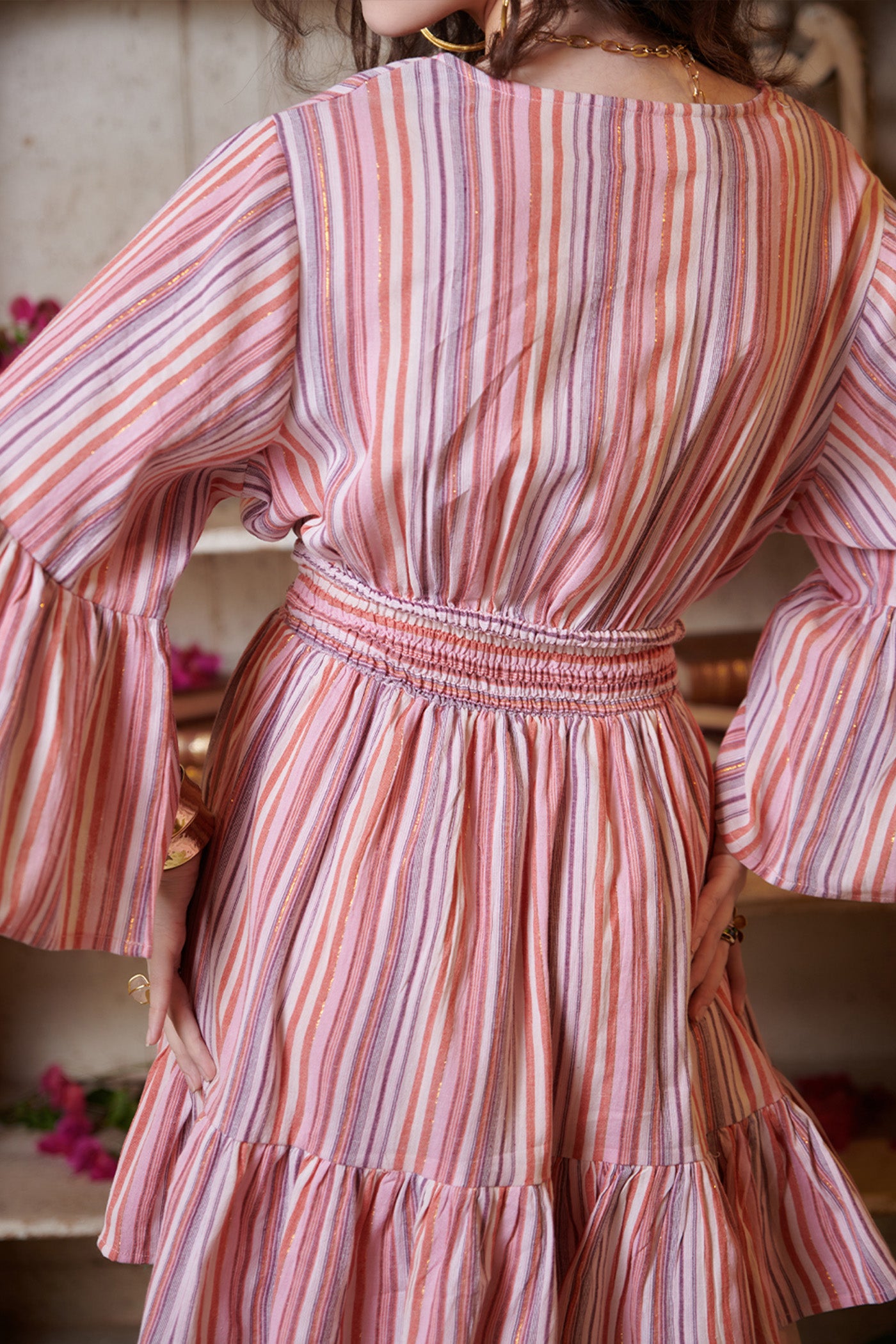 Pink Stripe Mini Skater Dress