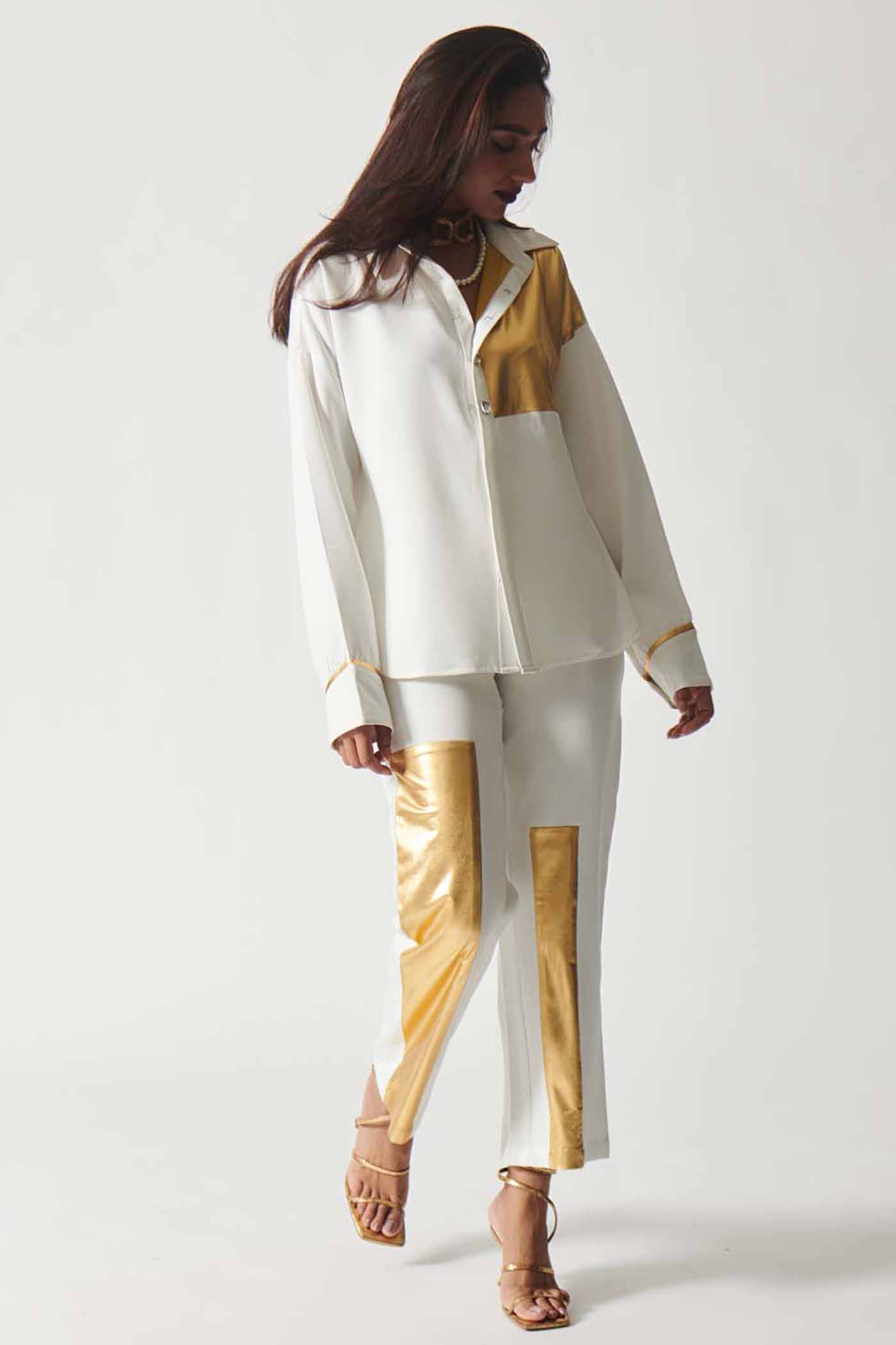 Luxe Gold and White Pant