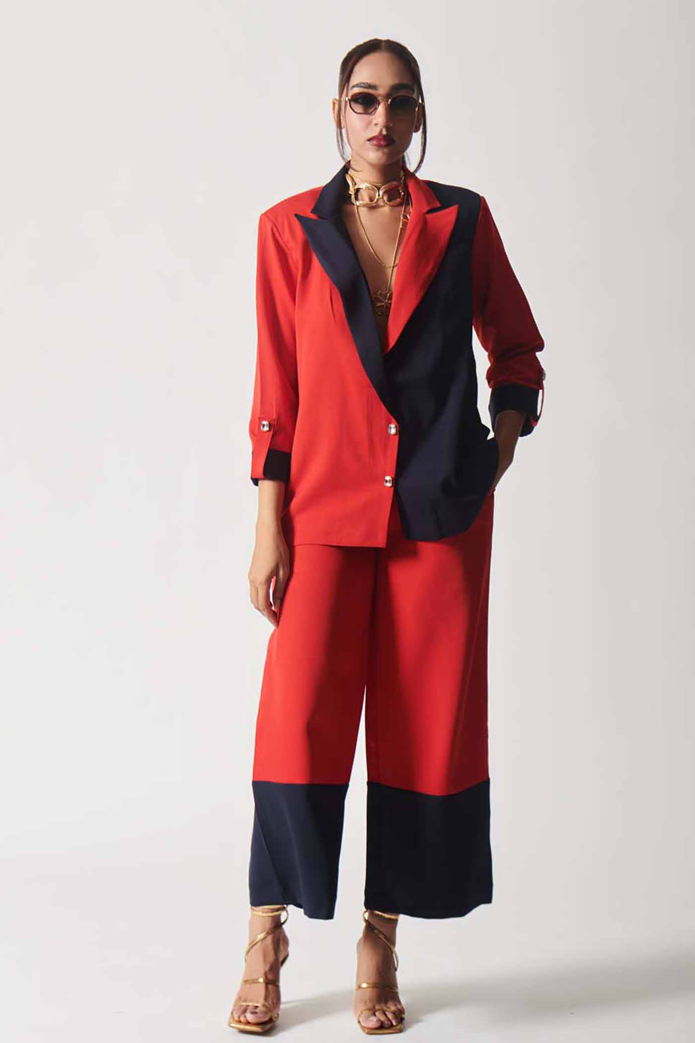 Navy and Crimson Power Suit