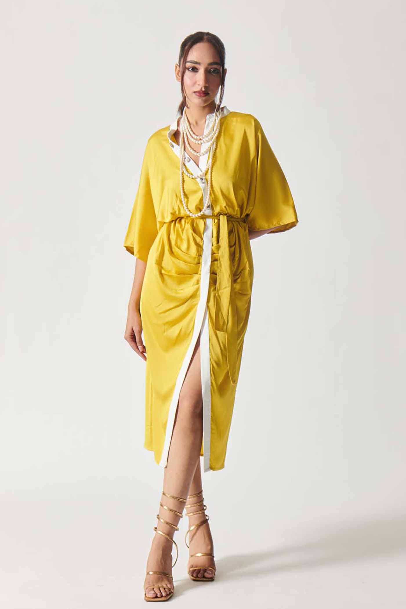 Dazzling Yellow Satin Maxi