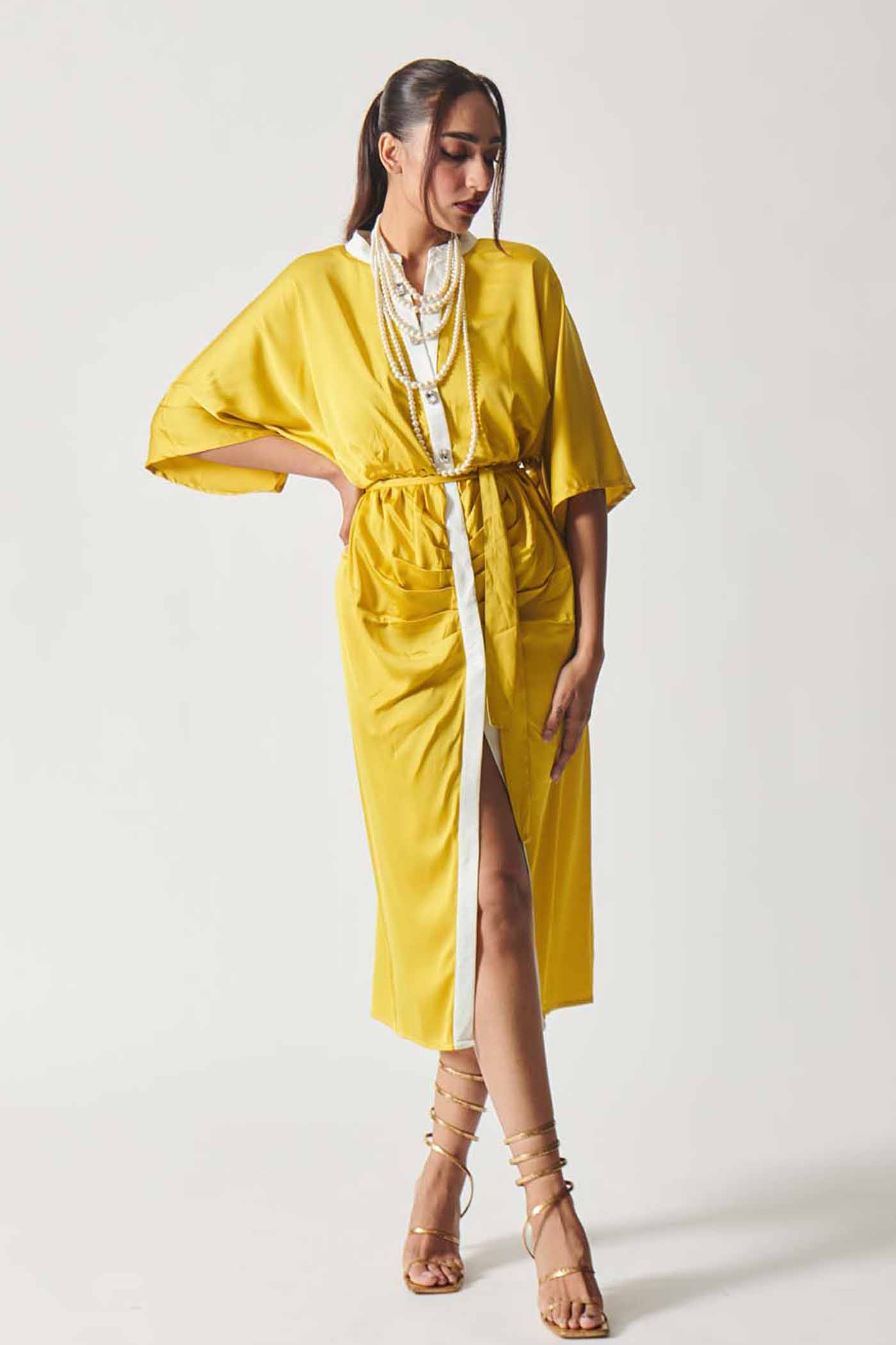 Dazzling Yellow Satin Maxi