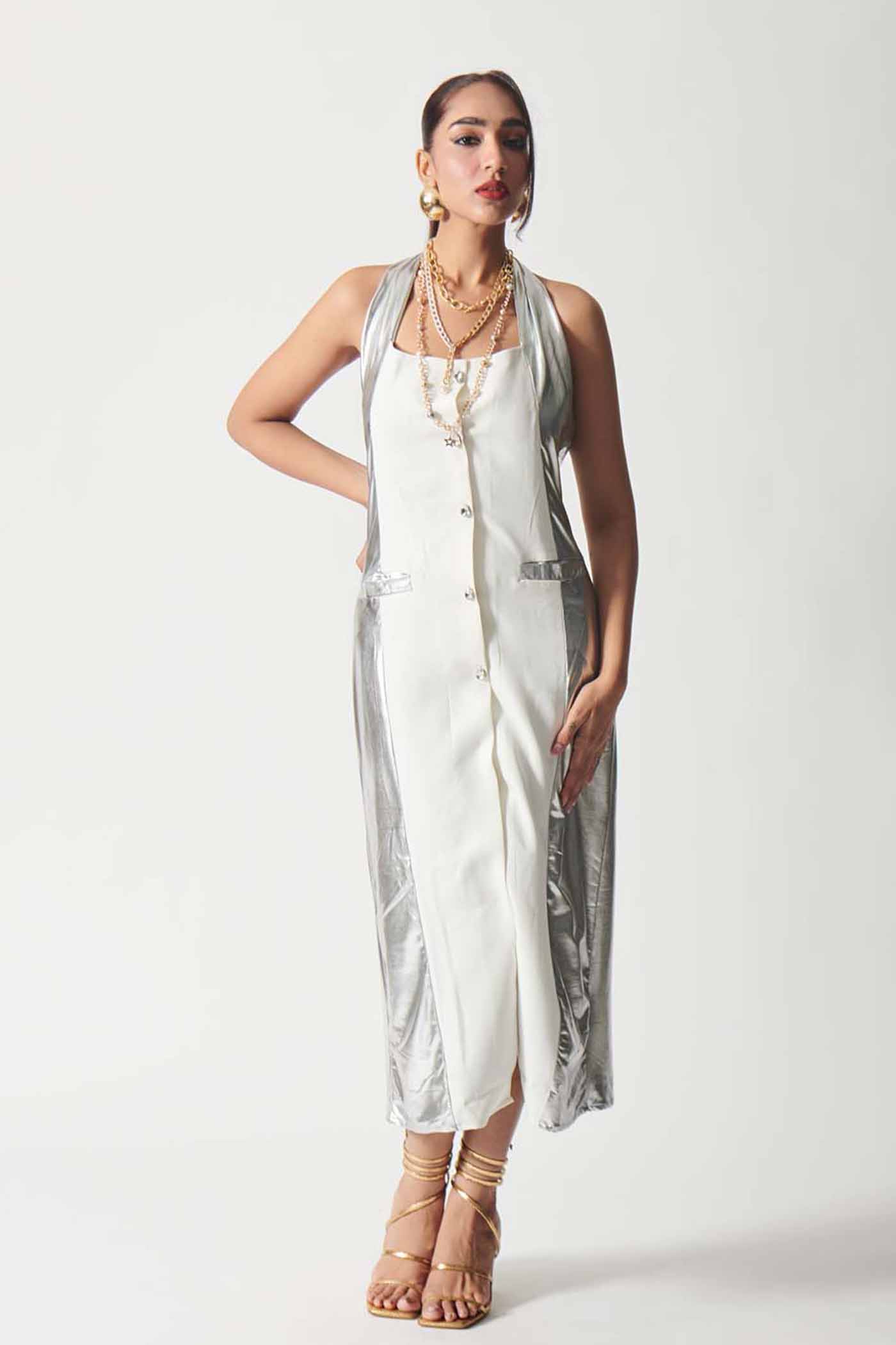 White Luxe With Silver Glint Dress