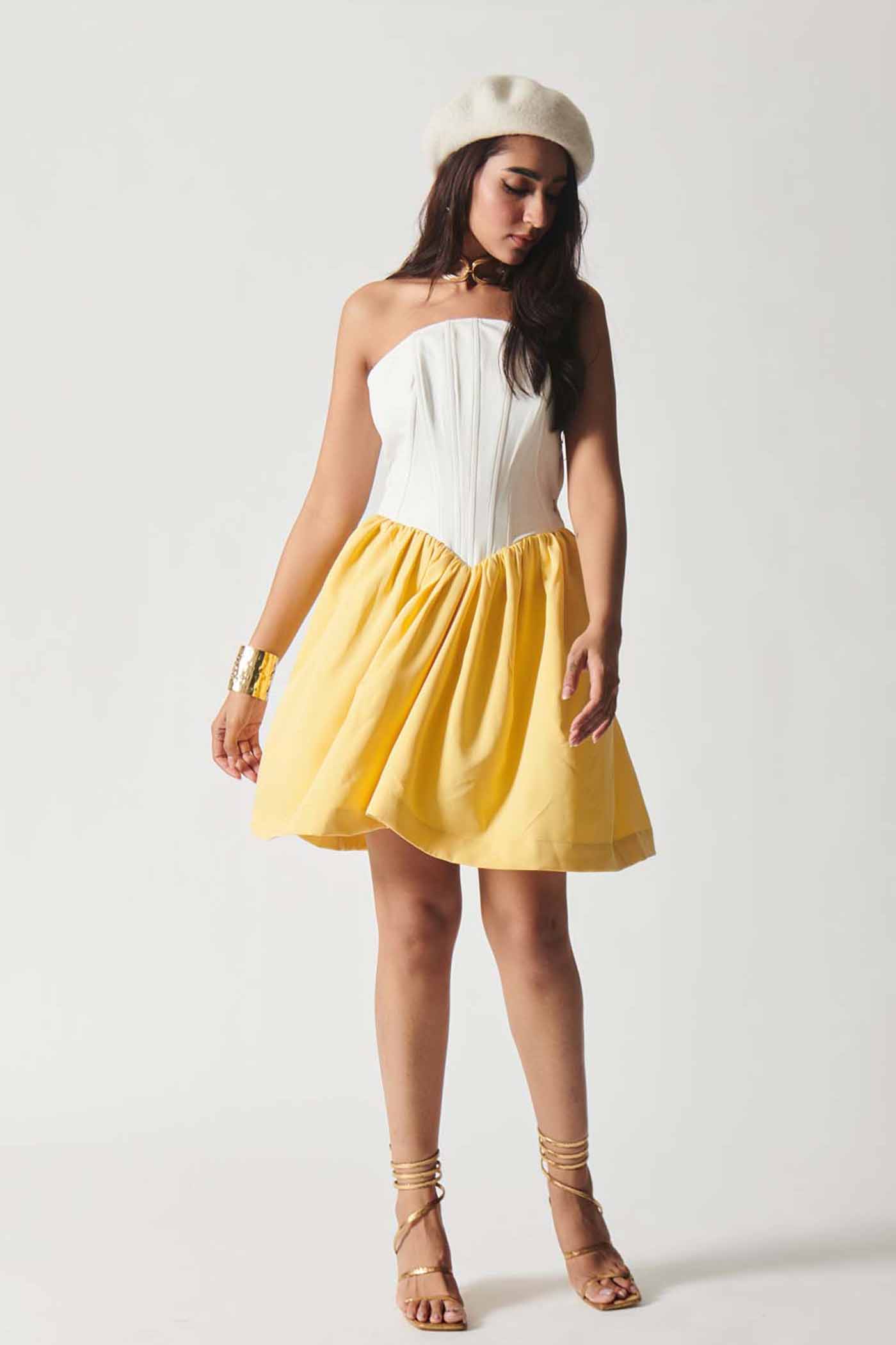 Lemon And Creame Corset Dress