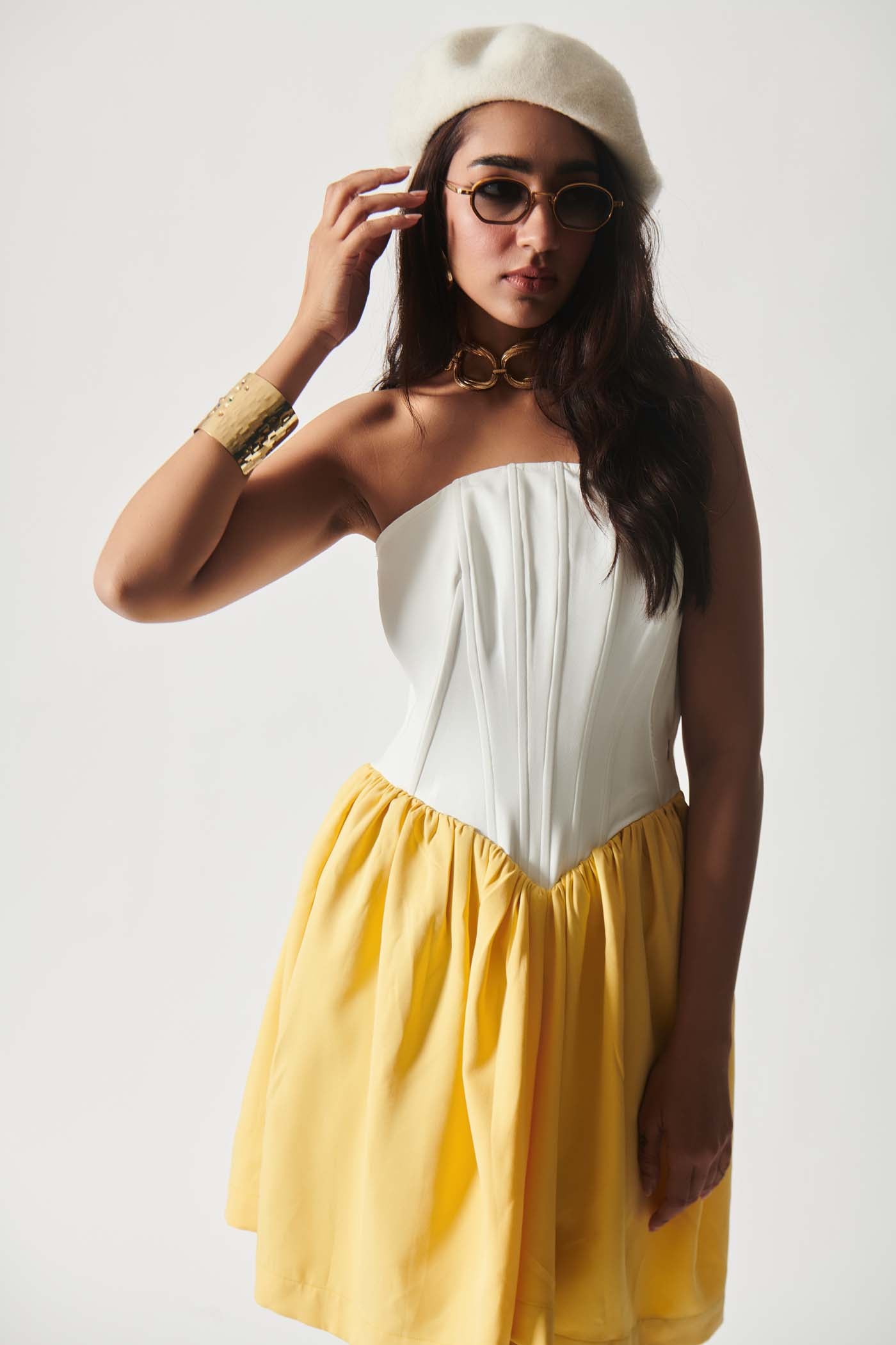 Lemon And Creame Corset Dress