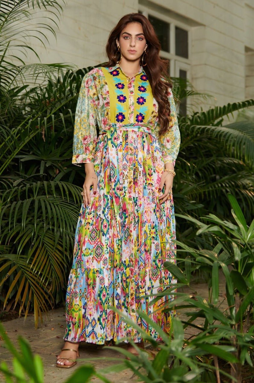 Multicolor Printed floral maxi dress