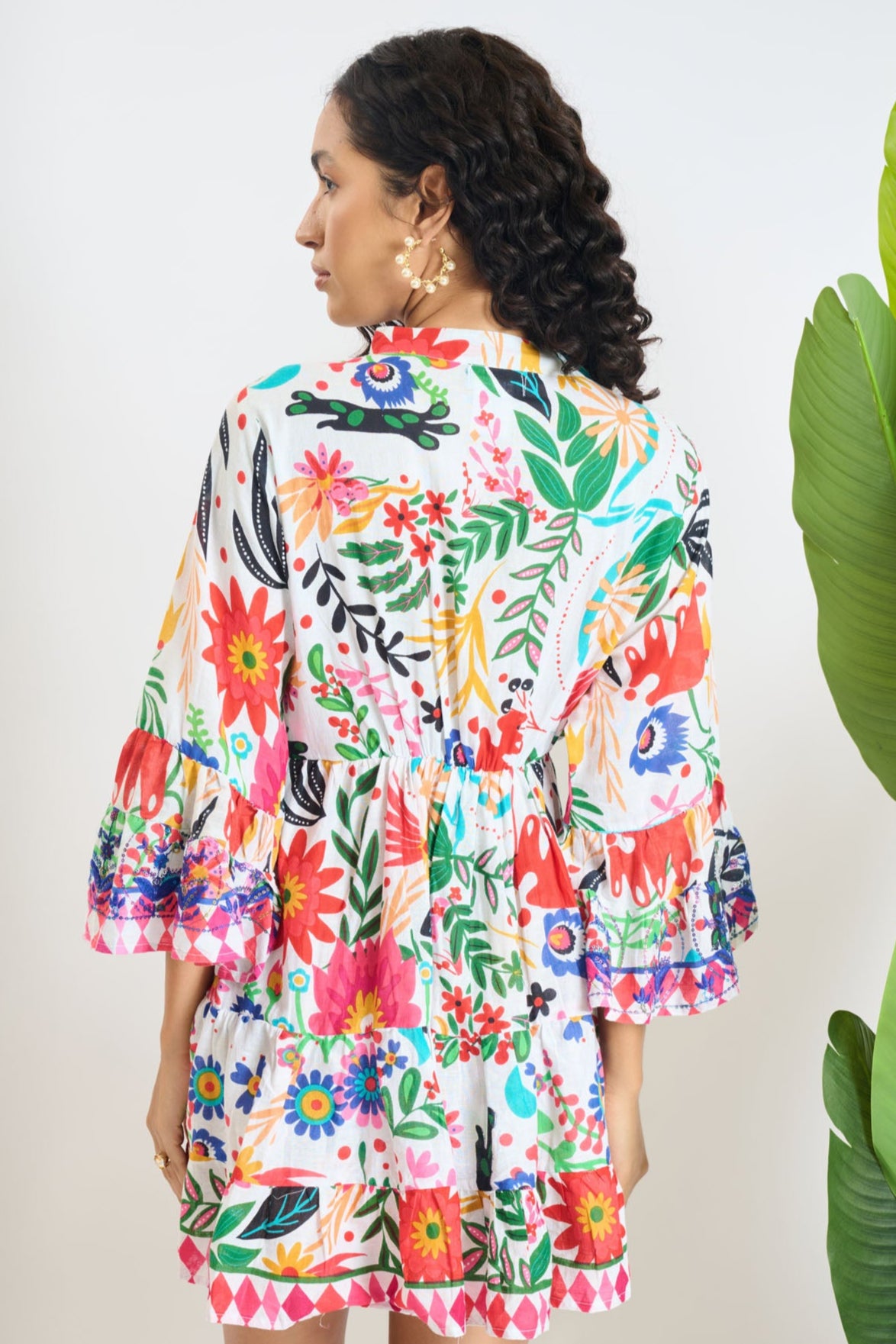 Multicolour V Neck Mini Dress
