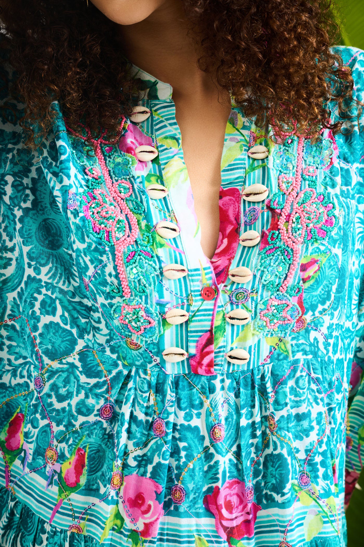 Floral Tassel Mandarian Dress