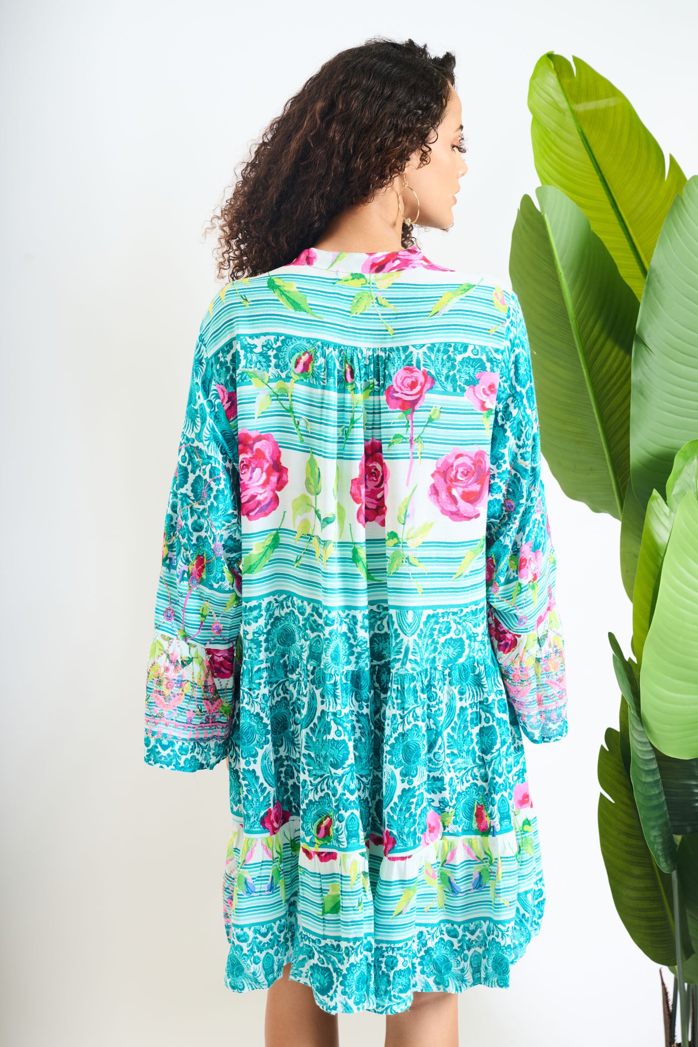 Floral Tassel Mandarian Dress