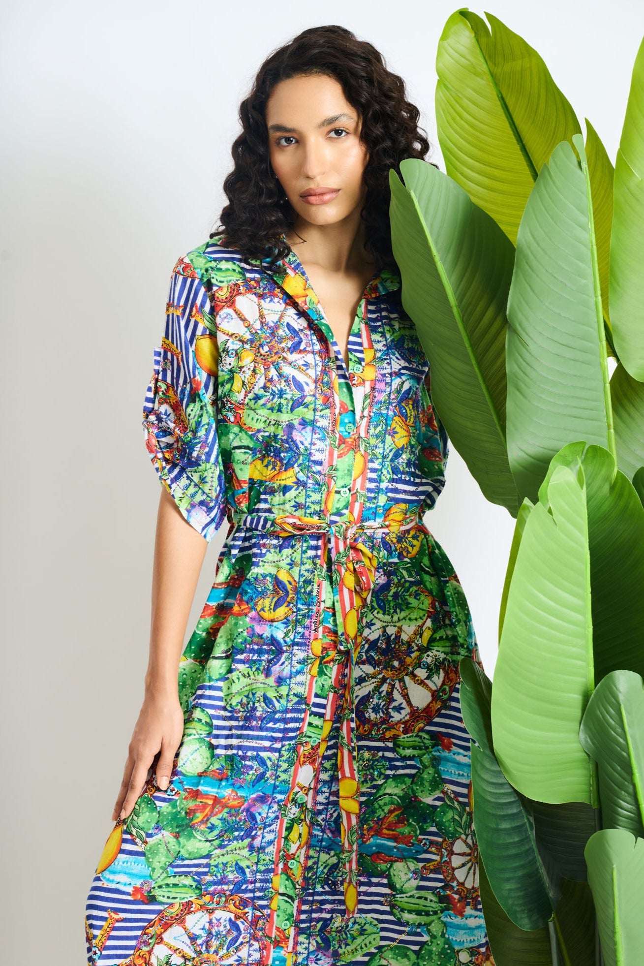 Chromatic Charm Shirt Dress