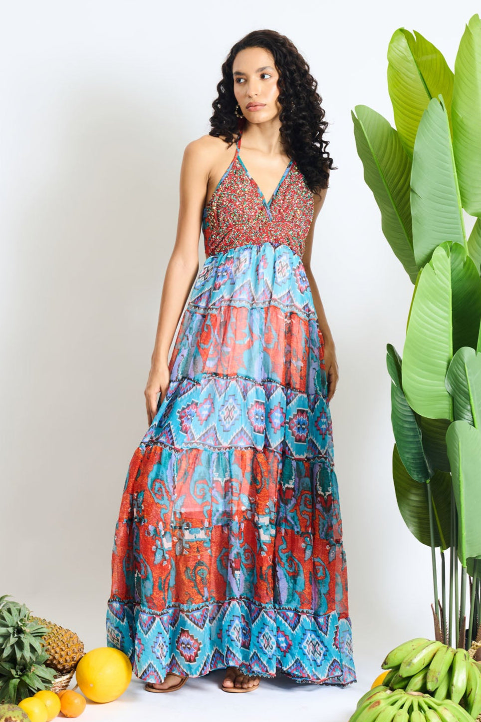 Vivid Horizon Halter Dress