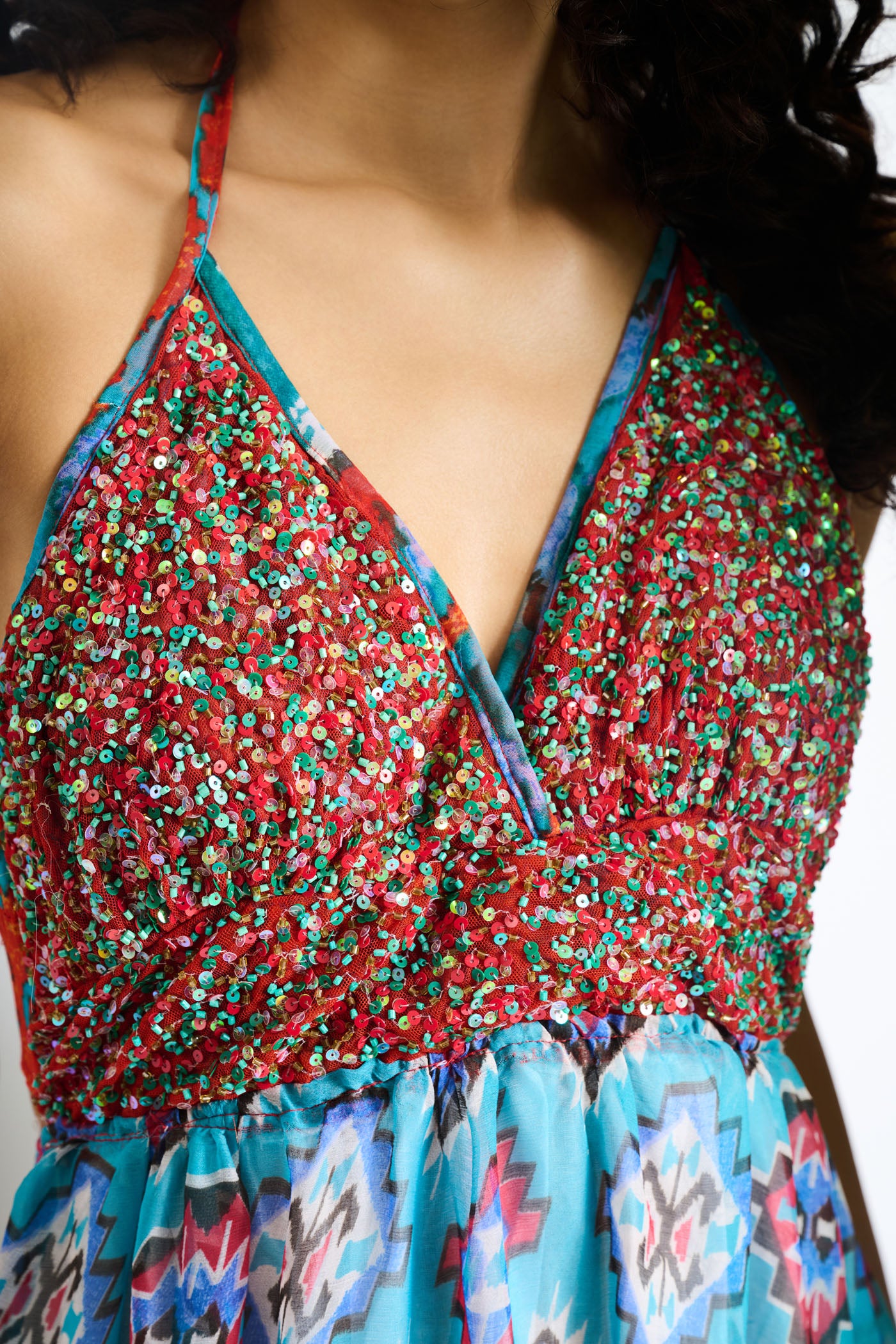 Vivid Horizon Halter Dress