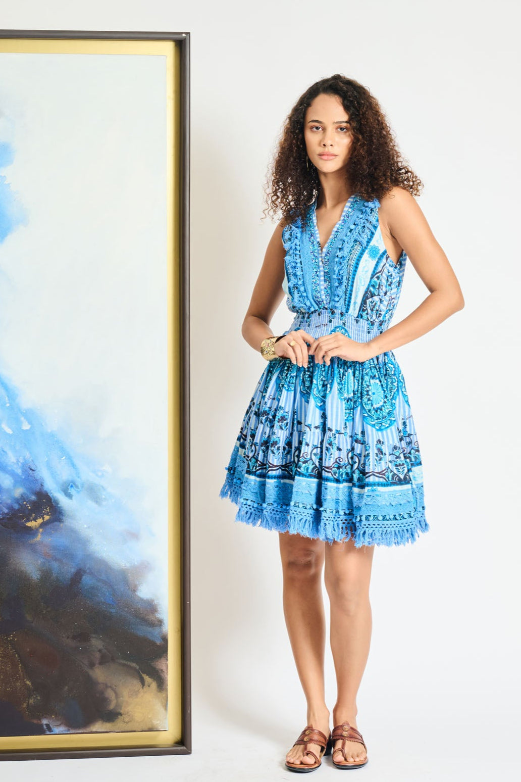 Azure Lace Mini Dress