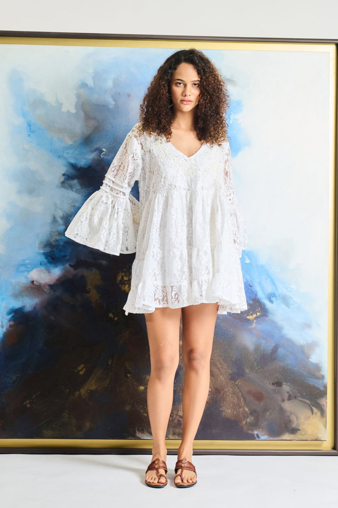 Floral Lace Boho Mini Dress