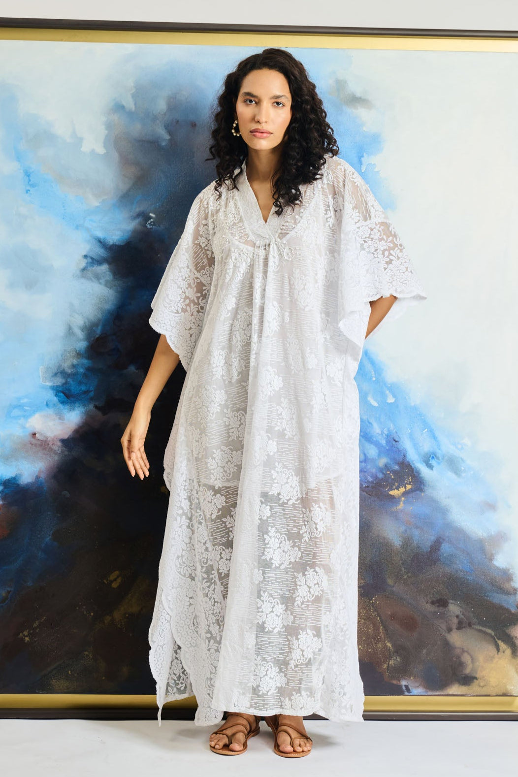 Ivory Bloom Sheer Maxi