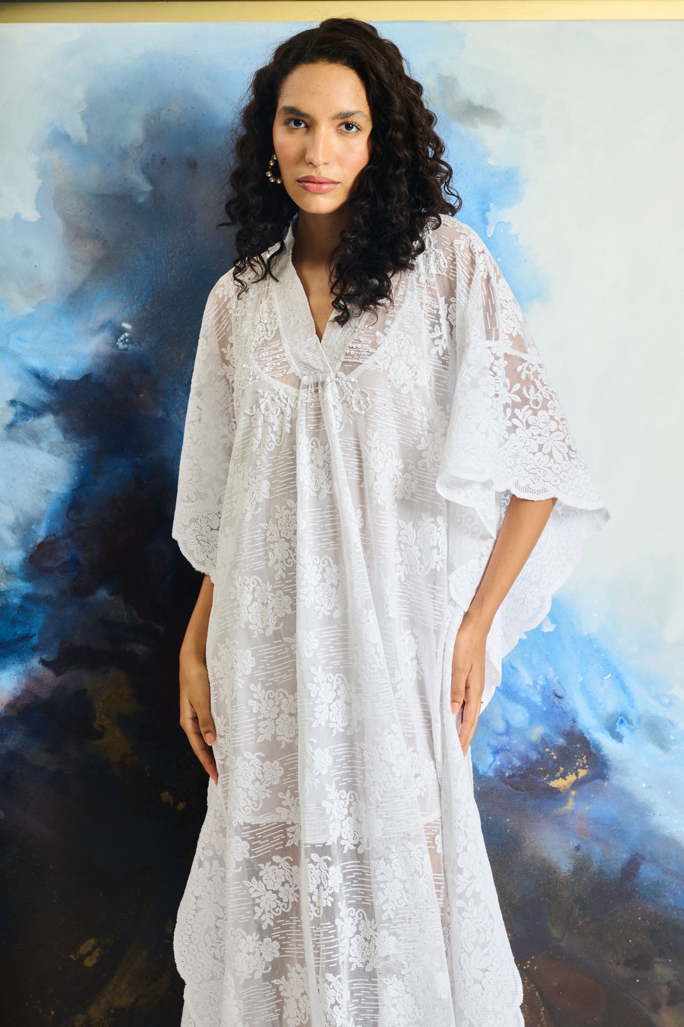 Ivory Bloom Sheer Maxi