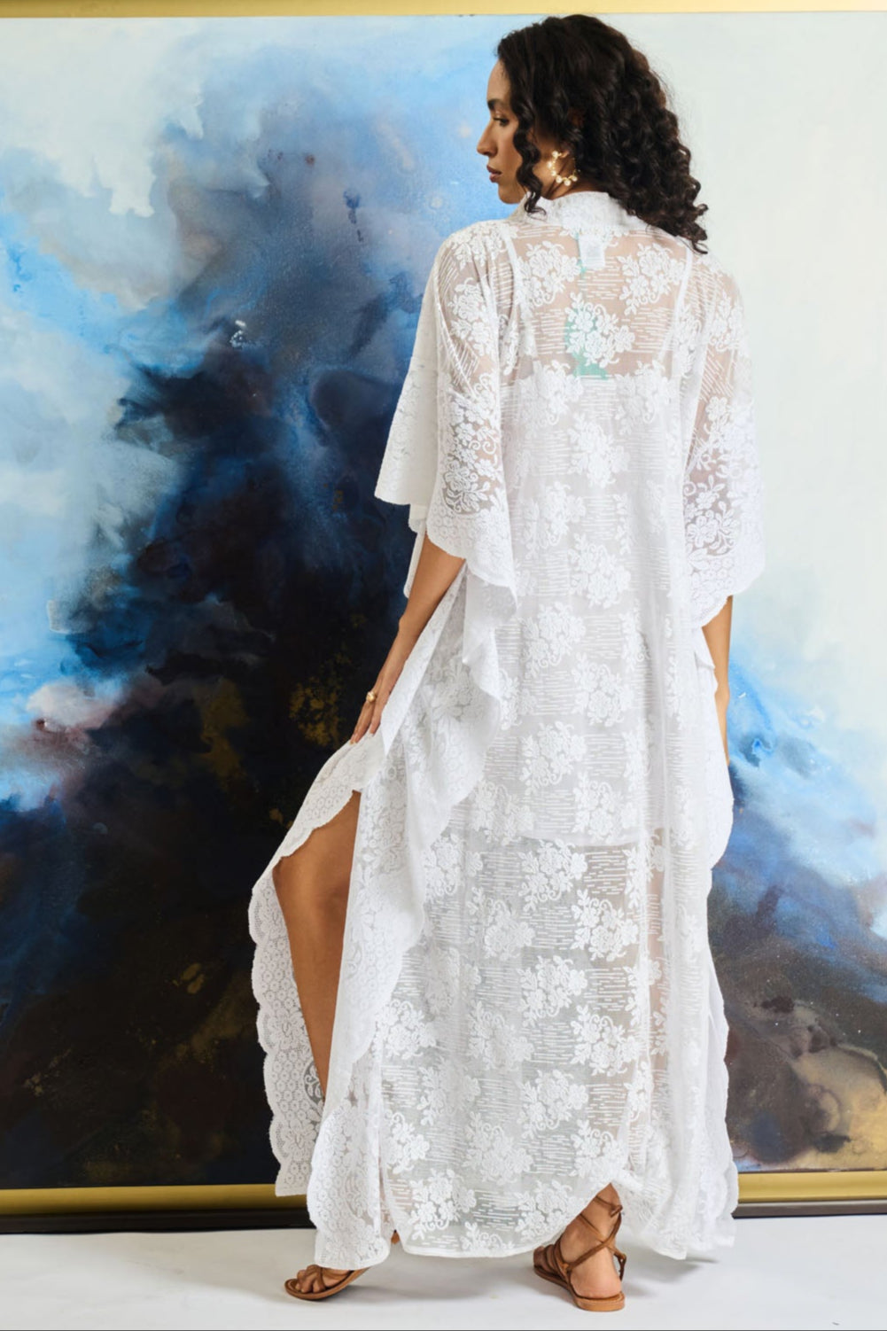 Ivory Bloom Sheer Maxi