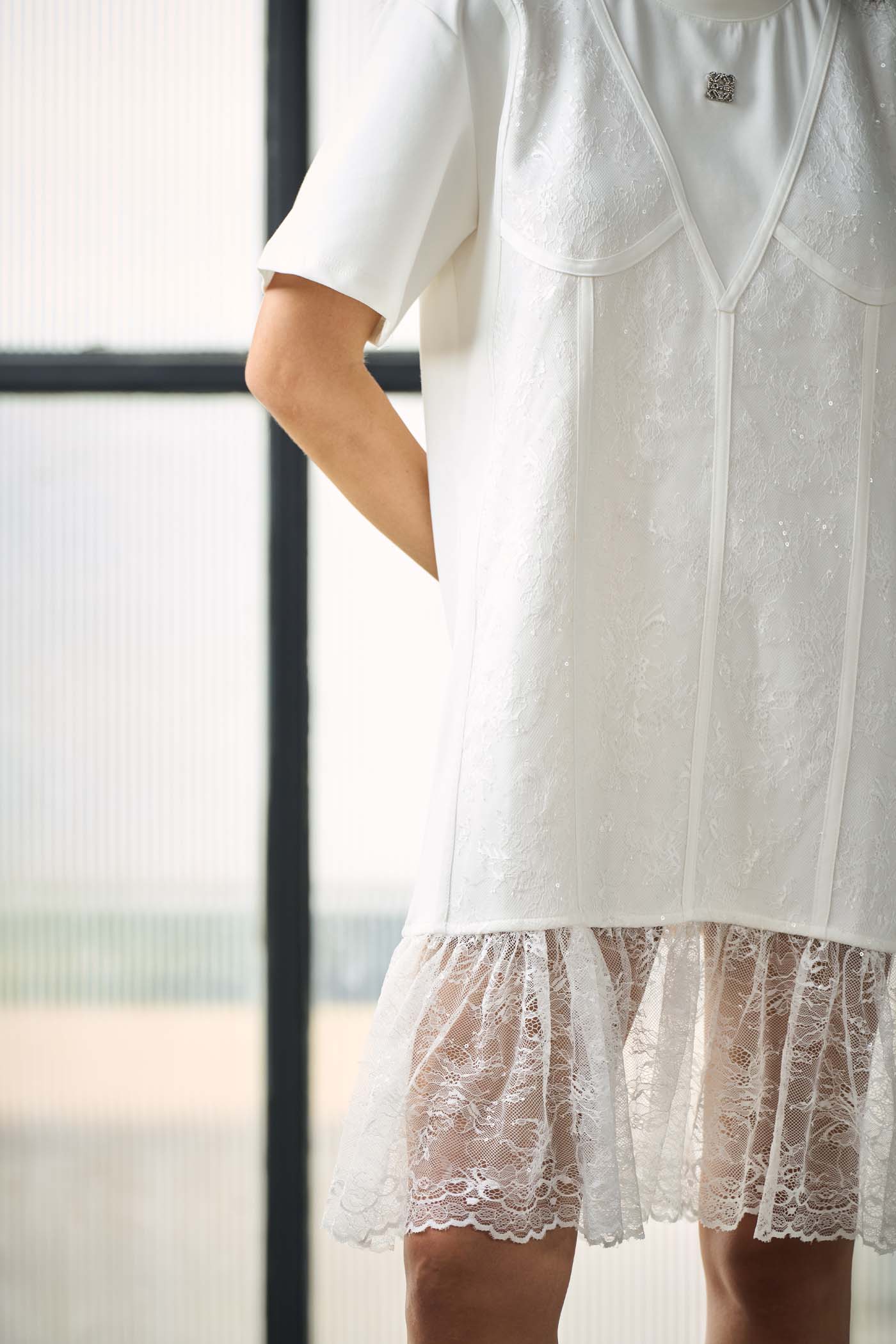 White dress with lace detail