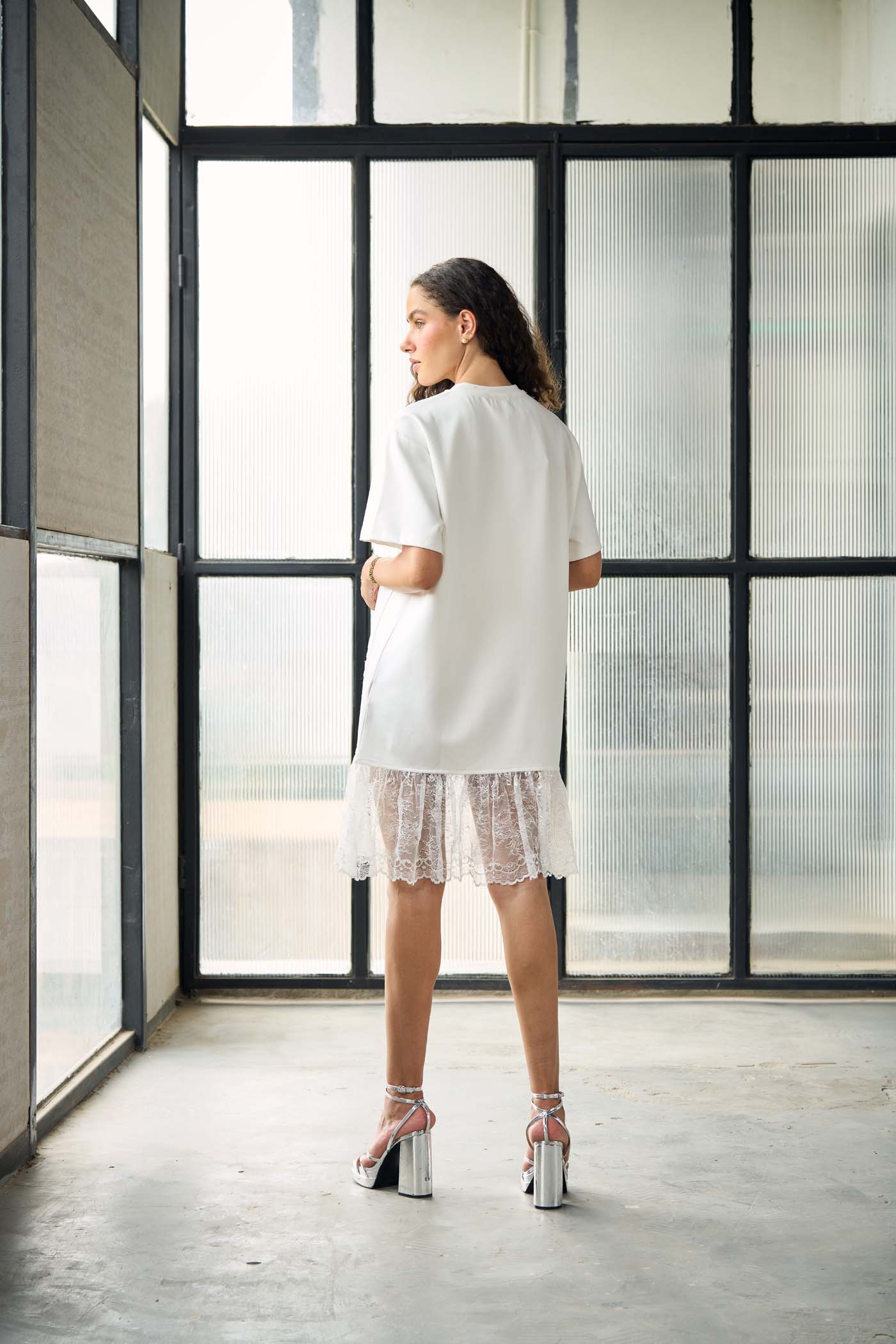 White dress with lace detail