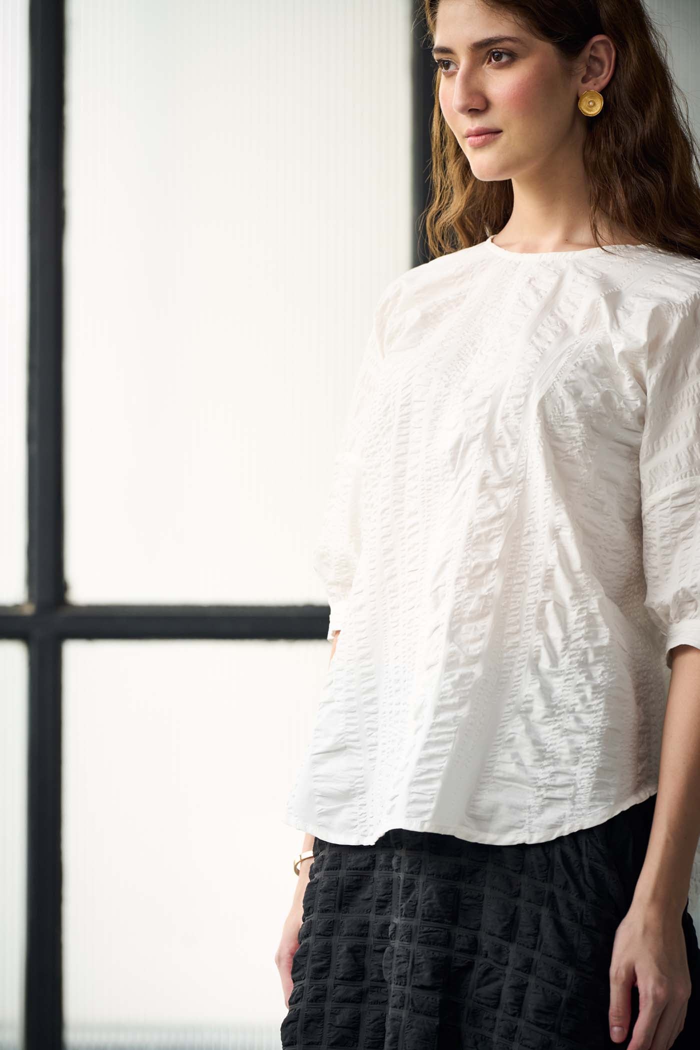 White Textured Top