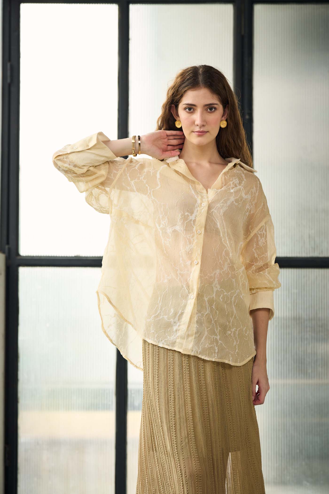 Jacquard silk shirt