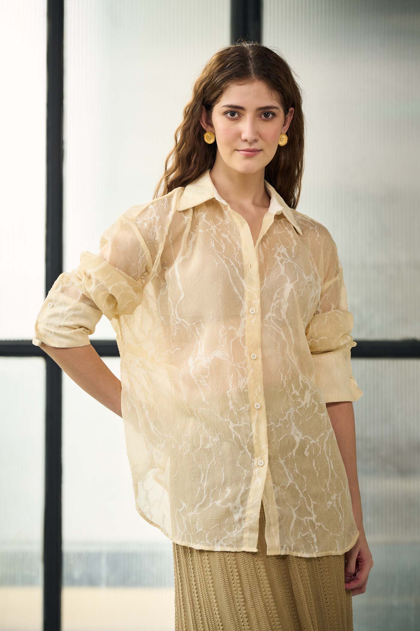 Jacquard silk shirt