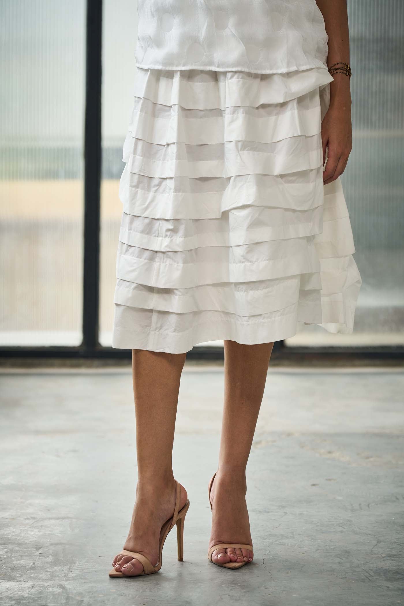 White Tiered Ruffle Skirt