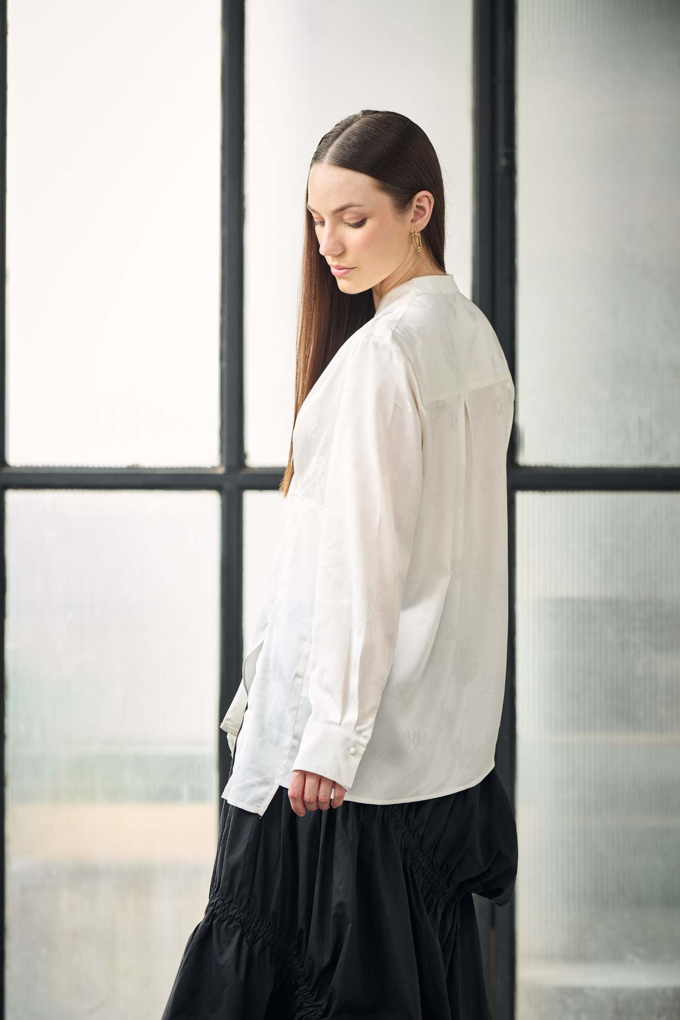 White wrap-style blouse