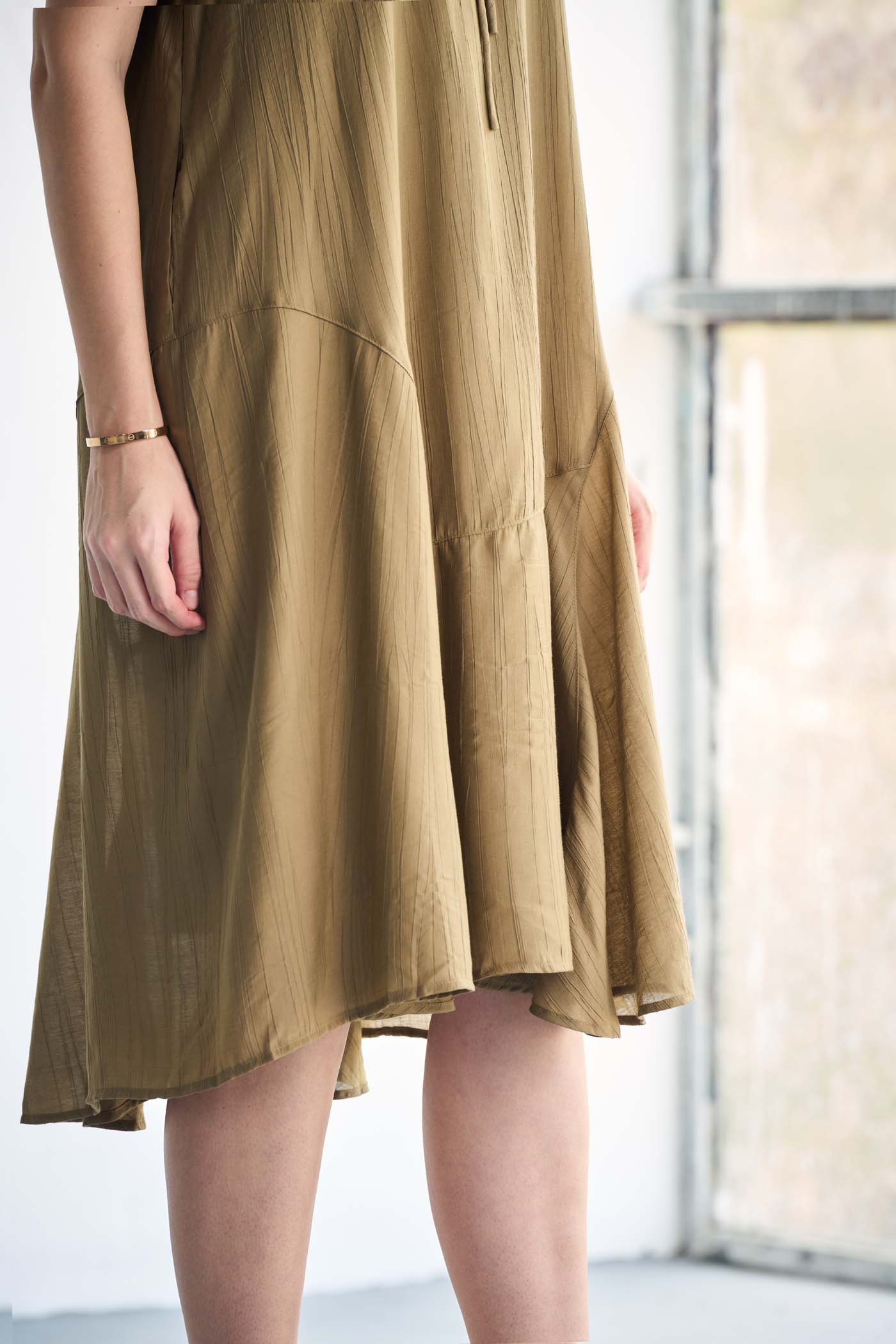 Korean Cotton Satin Olive dress