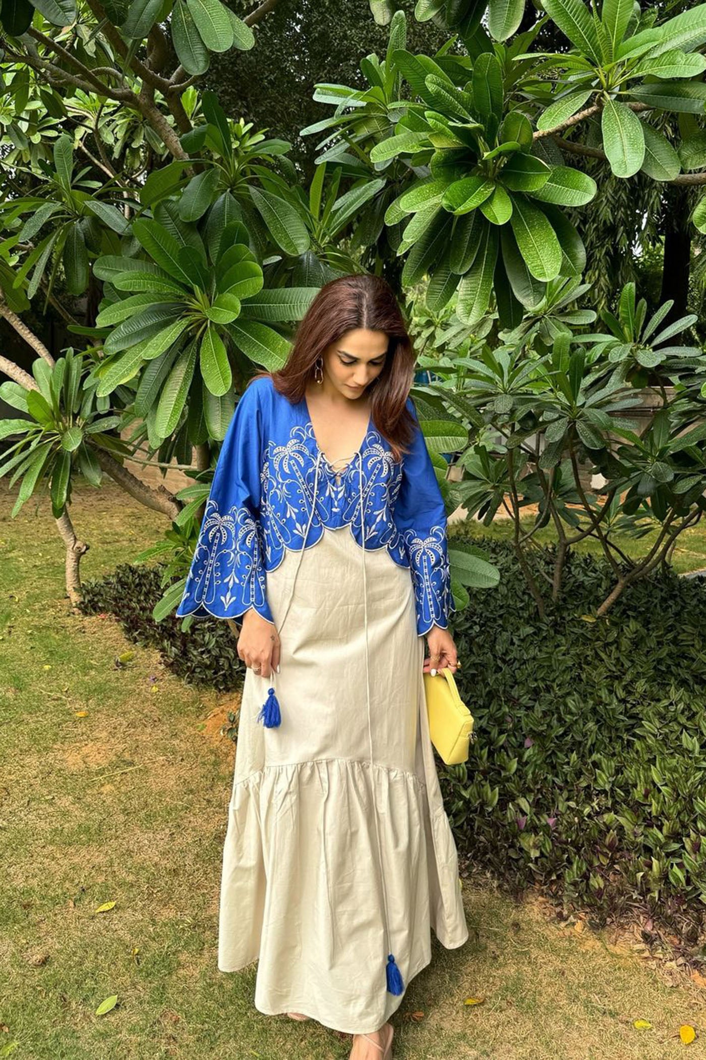 Karma Dhingra In Thread Work V Neck Long Dress
