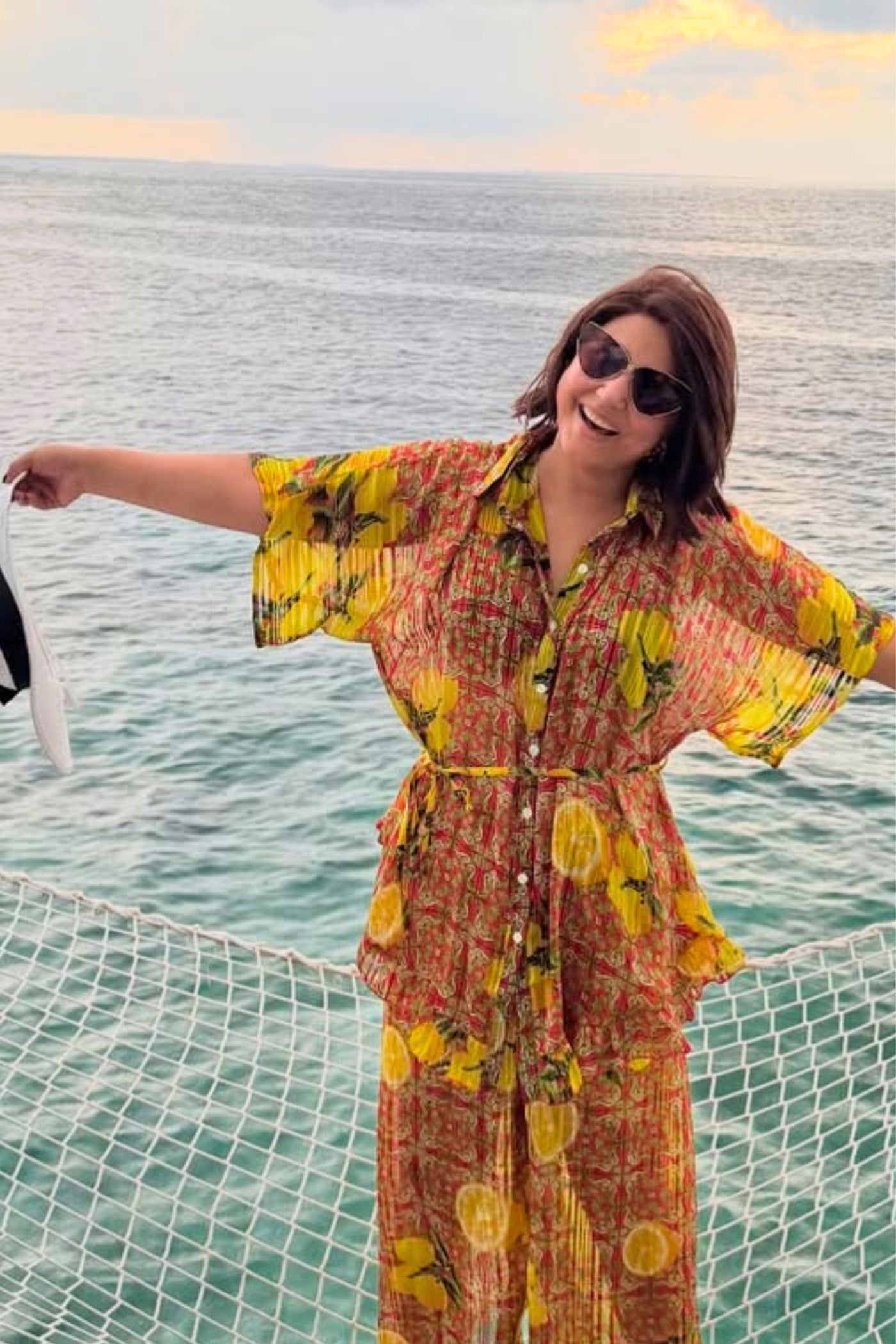 HINA KHAN In Citrus Breeze Palazzo Set