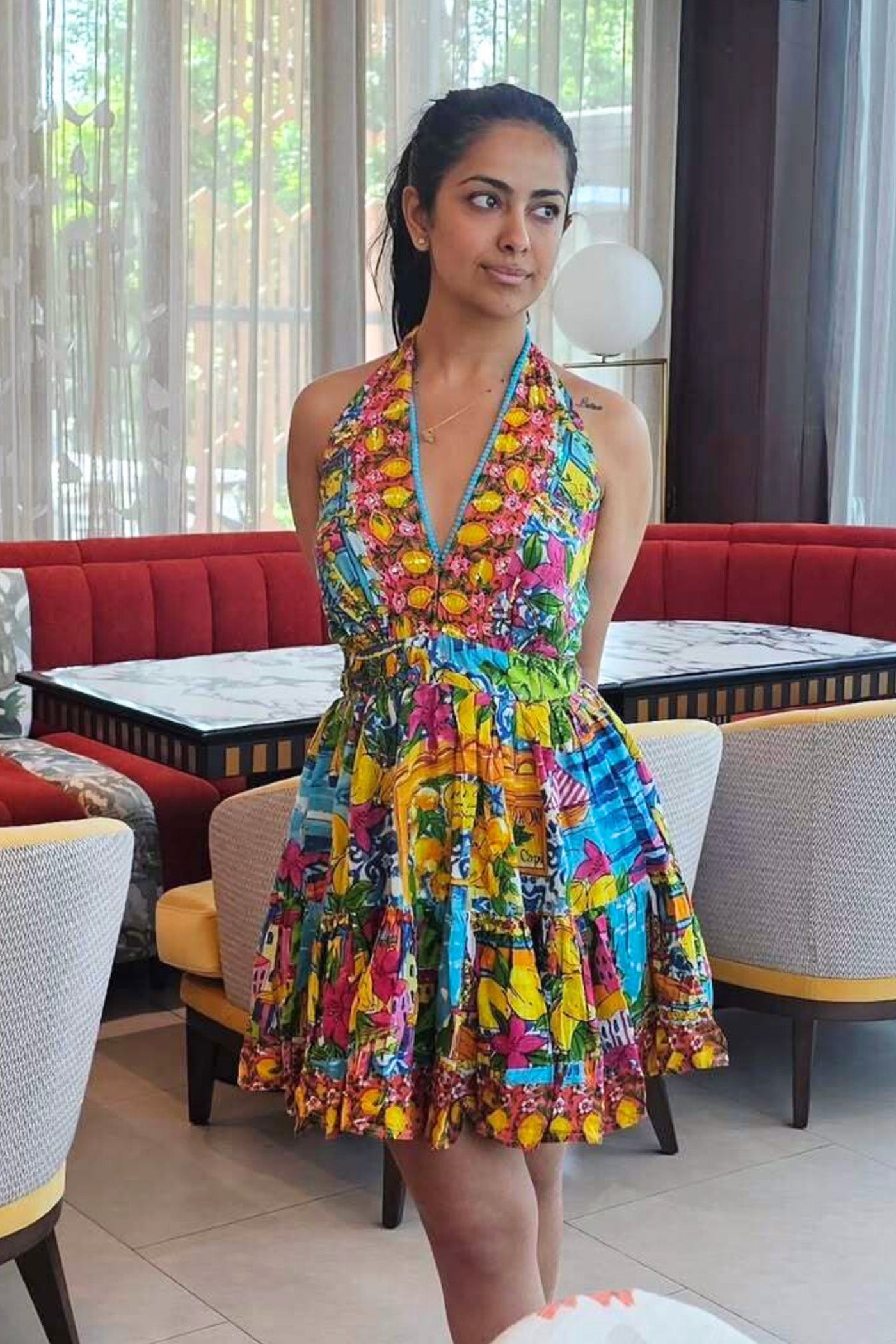 AVIKA GHOR In Tropical Breeze Halter Mini Dress