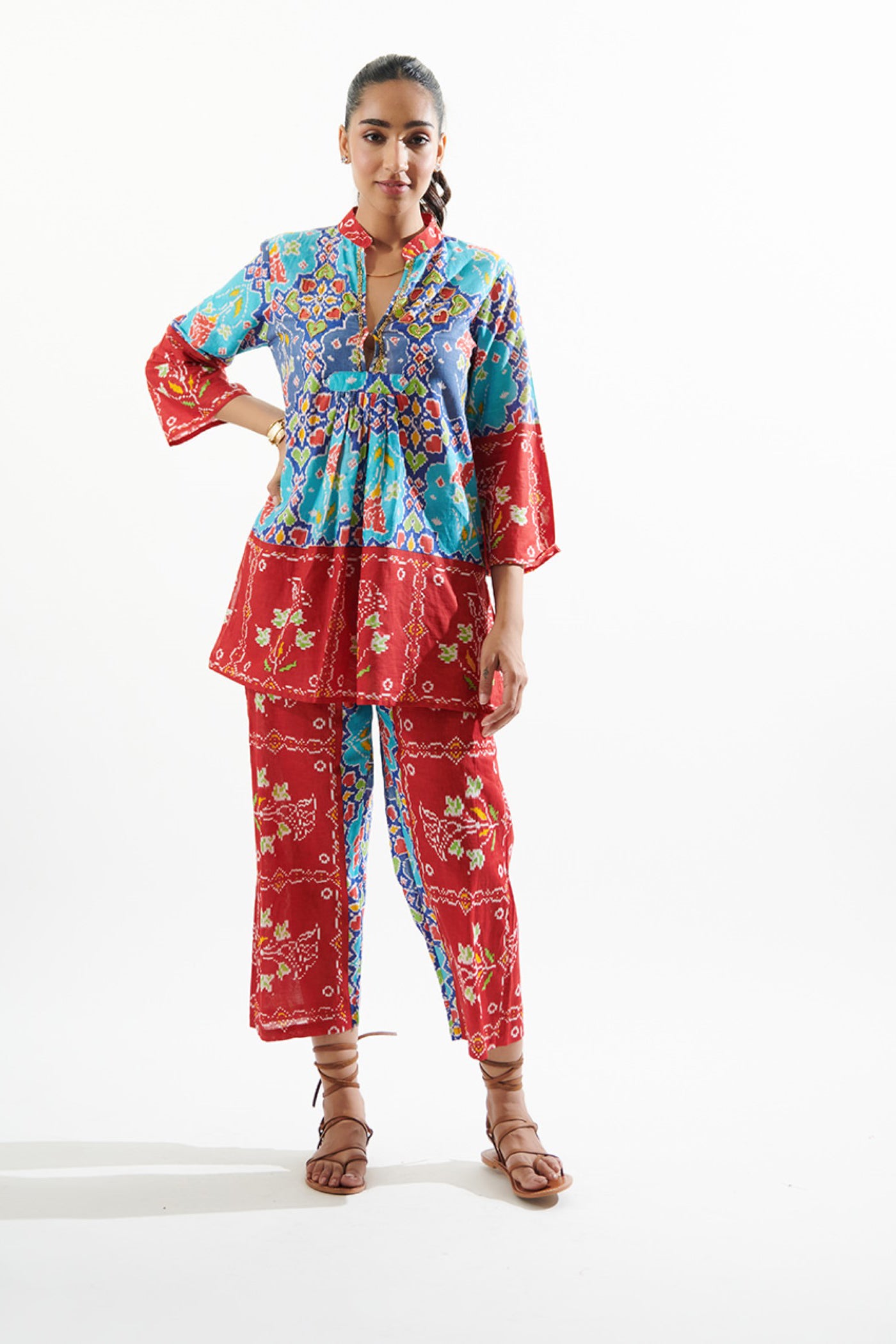 cotton printed top and pant set